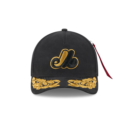 Alpha Industries x Montreal Expos Black 9FORTY M-Crown A-Frame Snapback Hat