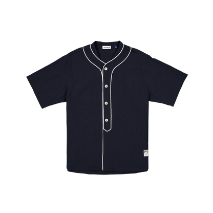 New Era Branded Seersucker Throwback Baseball Navy Jersey