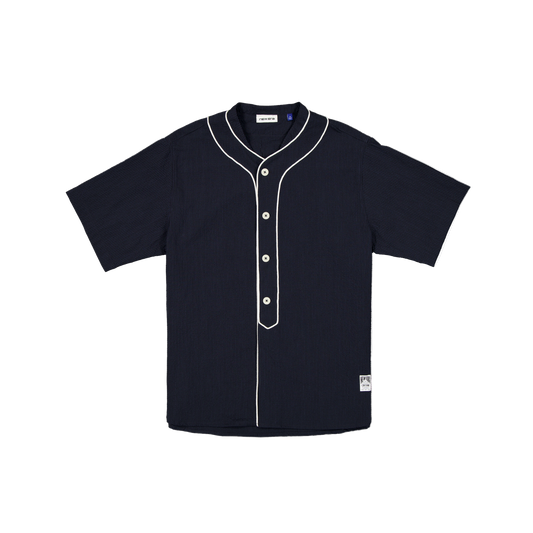 New Era Branded Seersucker Throwback Baseball Navy Jersey