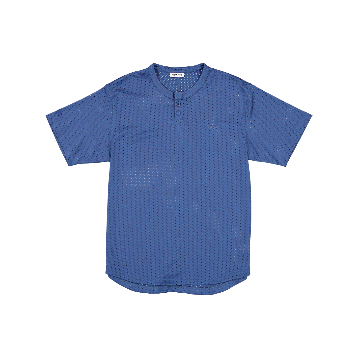 New Era Branded Galvin 2-Button Mesh Henley Indigo Jersey