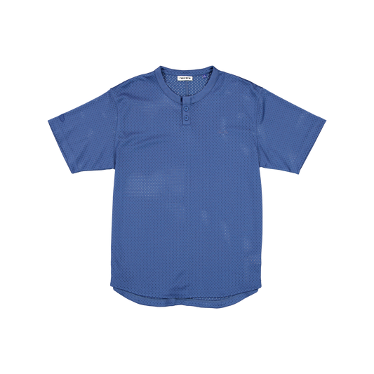 New Era Branded Galvin 2-Button Mesh Henley Indigo Jersey