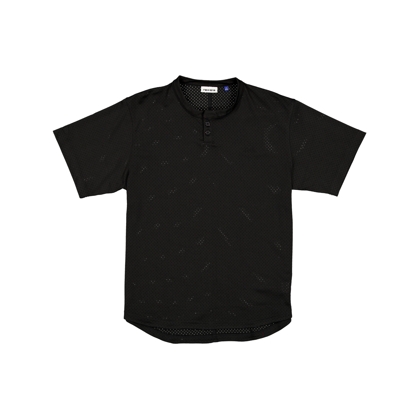 New Era Branded Galvin 2-Button Mesh Henley Black Jersey