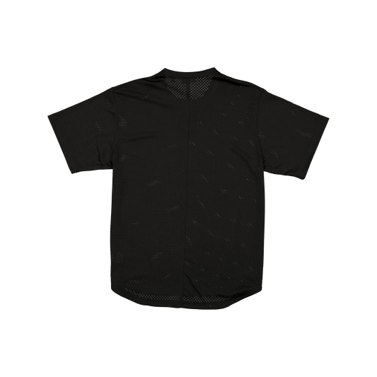 New Era Branded Galvin 2-Button Mesh Henley Black Jersey