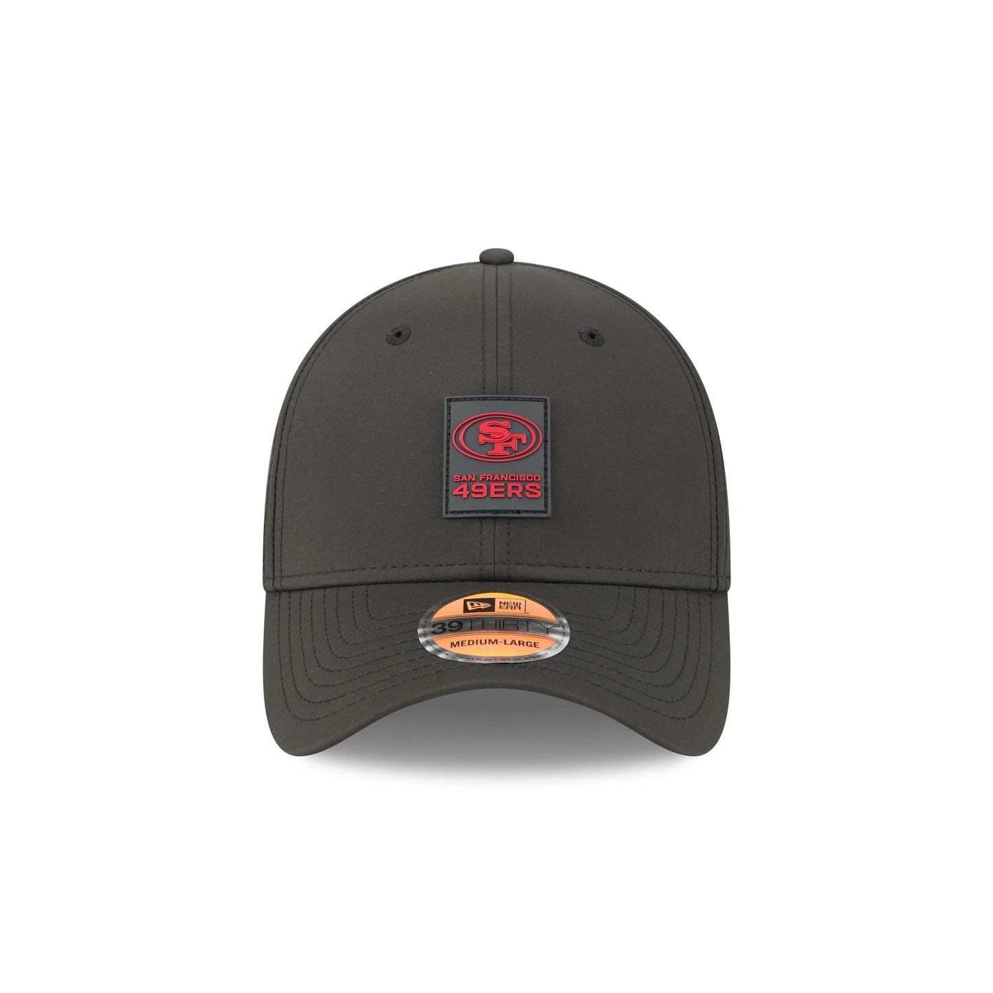 San Francisco 49ers 2025 Sideline Hot Weather Black 39THIRTY Stretch Fit Hat