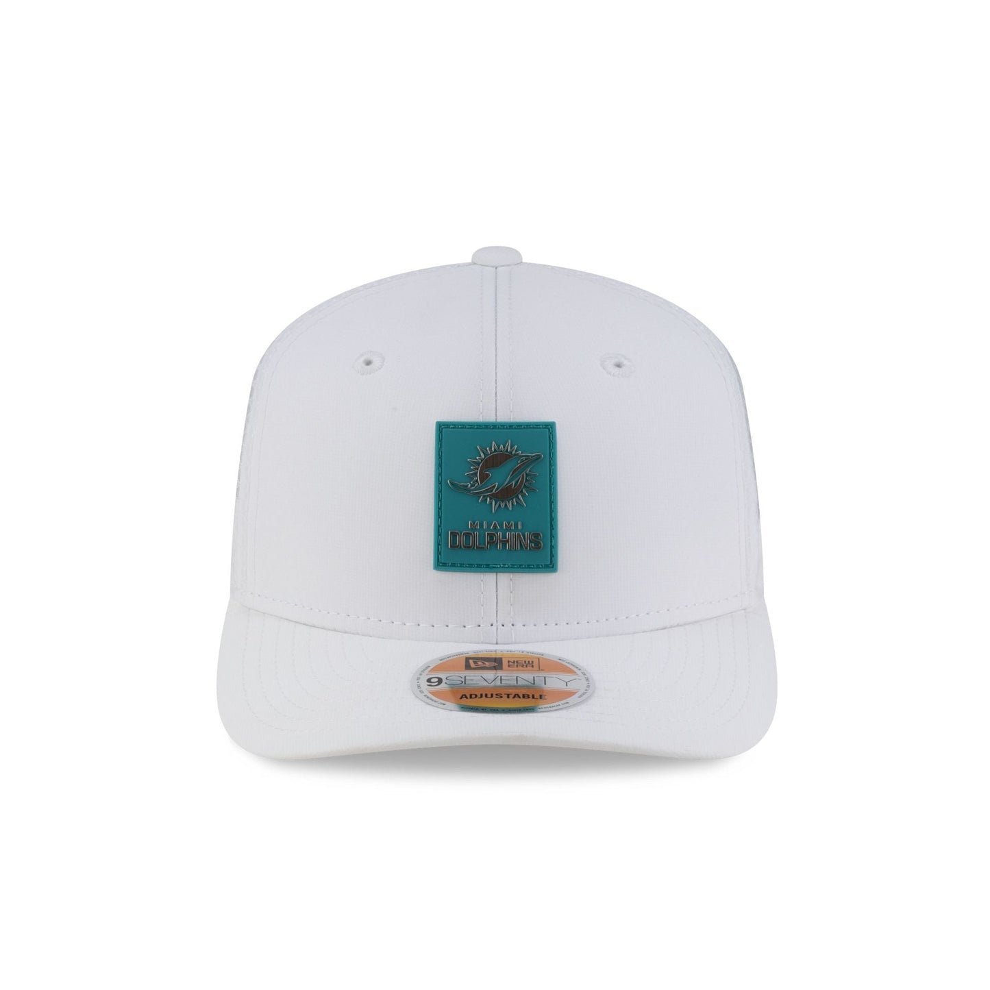 Miami Dolphins 2025 Sideline Hot Weather White 9SEVENTY Trucker Hat