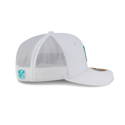 Miami Dolphins 2025 Sideline Hot Weather White 9SEVENTY Trucker Hat