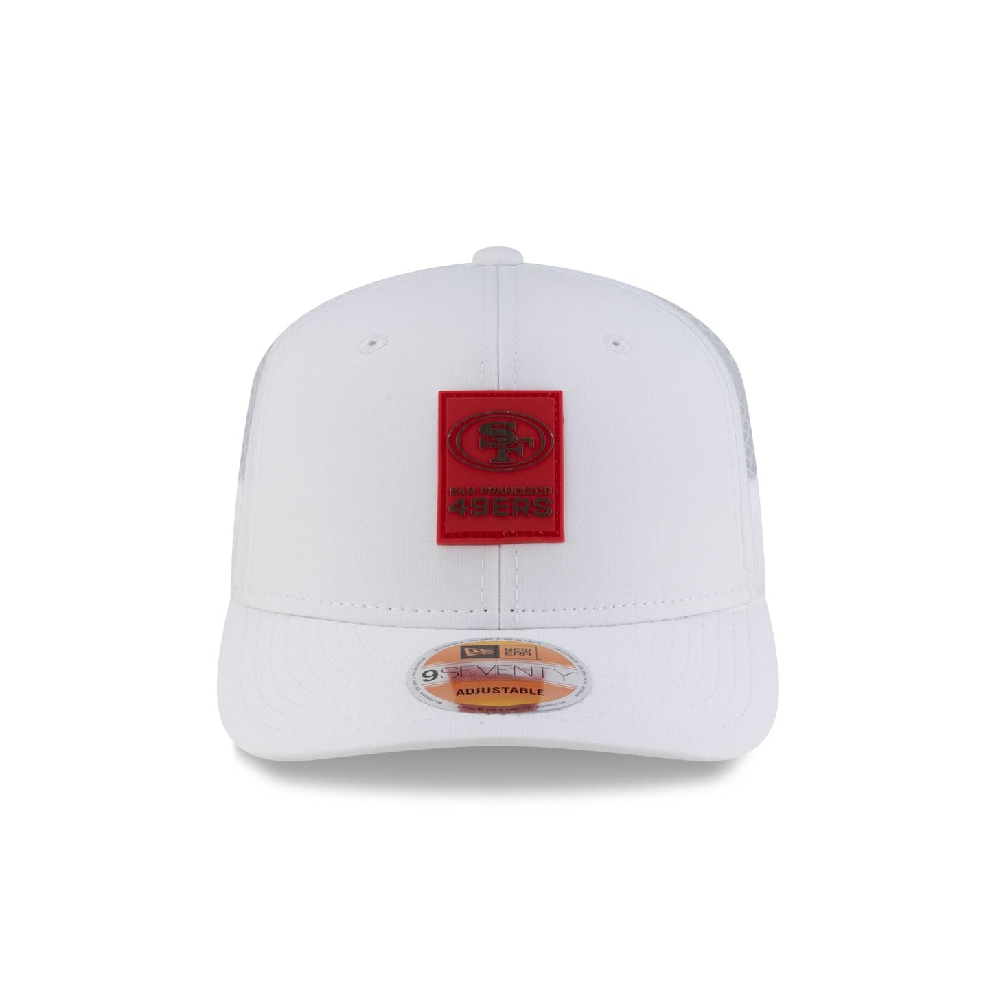 San Francisco 49ers 2025 Sideline Hot Weather White 9SEVENTY Trucker Hat