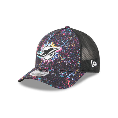 Miami Dolphins 2025 Crucial Catch 9FORTY M-Crown A-Frame Trucker Hat