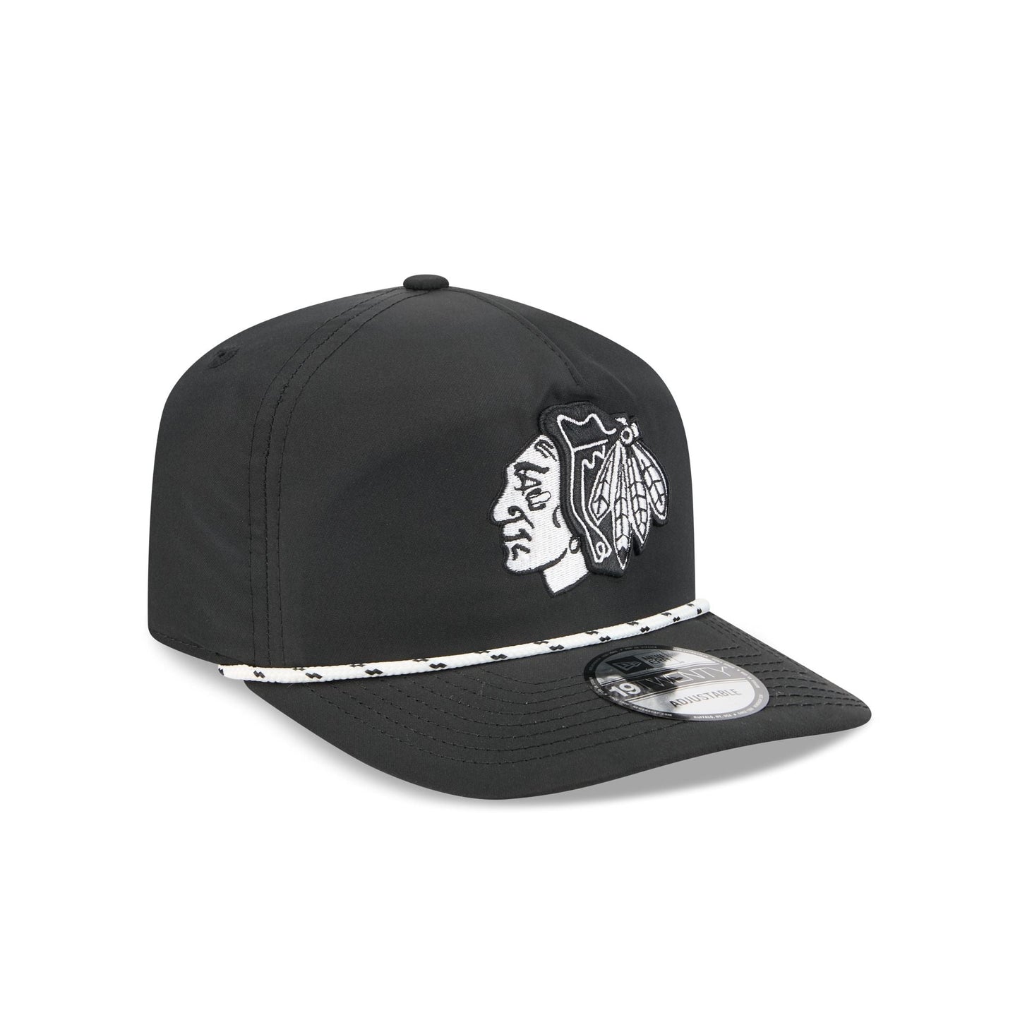 Chicago Blackhawks Black and White Rope 19TWENTY Snapback Hat