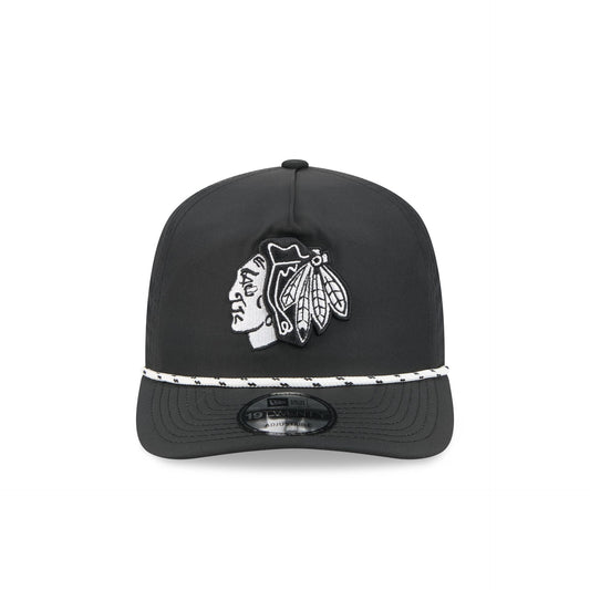 Chicago Blackhawks Black and White Rope 19TWENTY Snapback Hat
