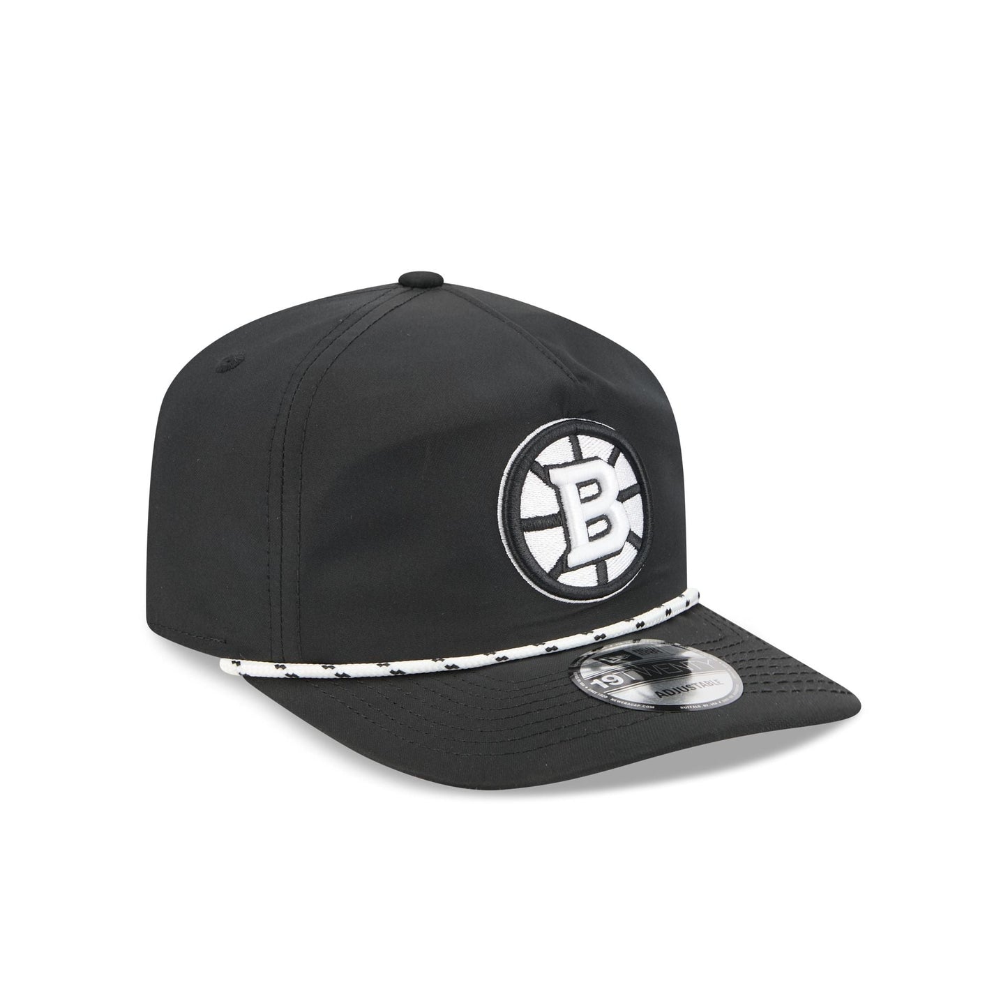 Boston Bruins Black and White Rope 19TWENTY Snapback Hat
