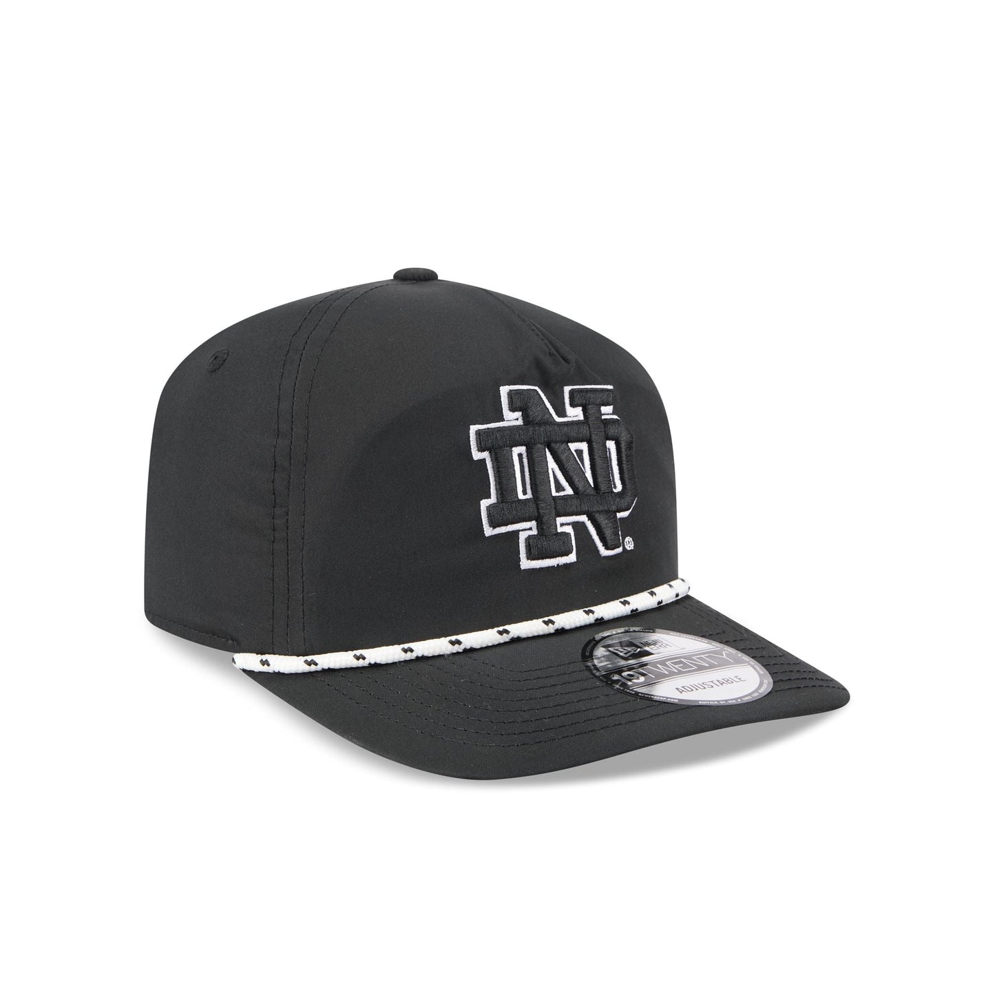 Notre Dame Fighting Irish Black and White Rope 19TWENTY Snapback Hat