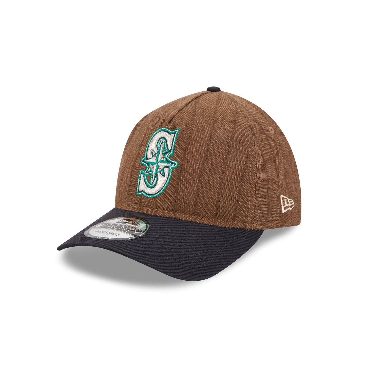 Seattle Mariners Three Looms Wool Pinstripe 9TWENTY A-Frame Adjustable Hat