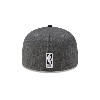 Just Caps Black Pinstripe Philadelphia 76ers 59FIFTY Fitted Hat