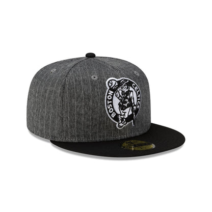 Just Caps Black Pinstripe Boston Celtics 59FIFTY Fitted Hat