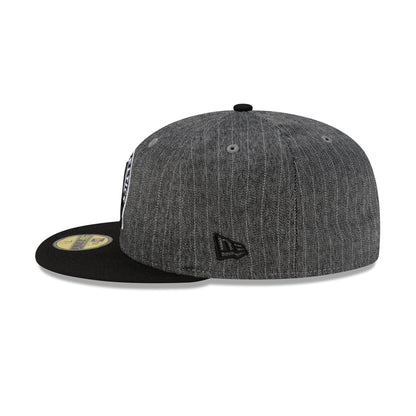 Just Caps Black Pinstripe Boston Celtics 59FIFTY Fitted Hat