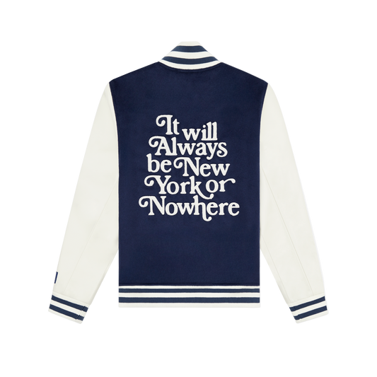New York or Nowhere x New York Yankees Navy Motto Varsity Jacket